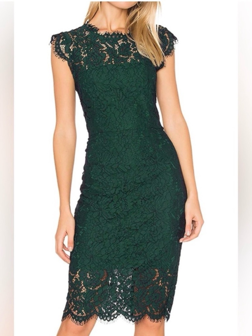 MEROKEETY sz Medium green lace sheath dress